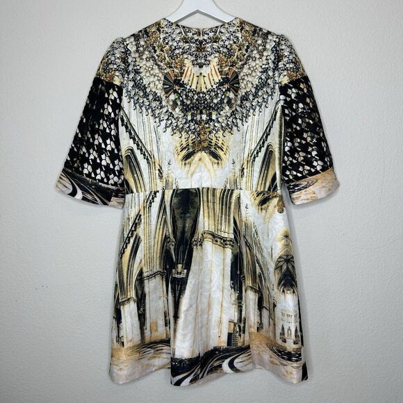 Caizih Juang Roman City Black Sequin Houndstooth Lace Jewel Print Dress 13 - Picture 9 of 12